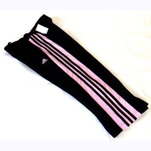 Adidas cropped blk/pink athletic sweatpants